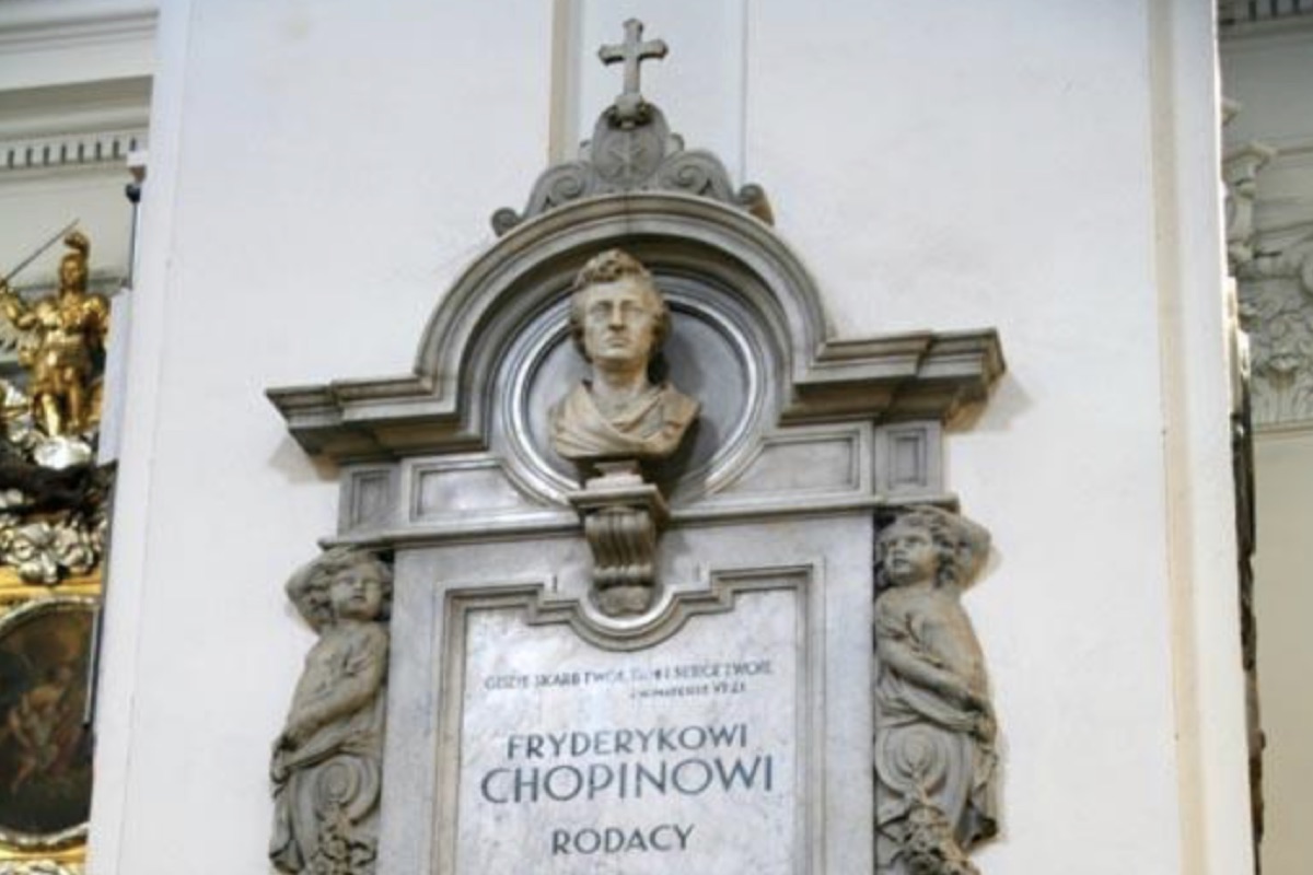 Epitafium z sercem Fryderyka Chopina w kościele św. Krzyża