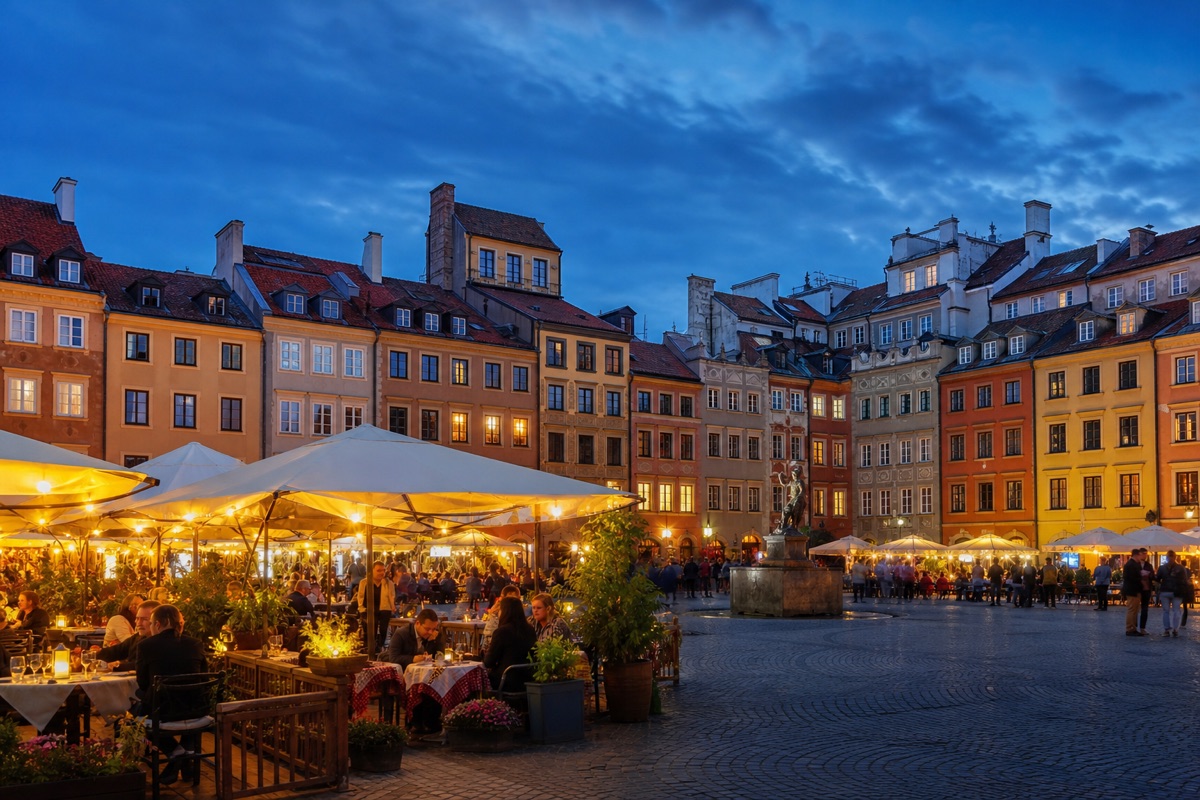 Rynek Starego Miasta wieczorem